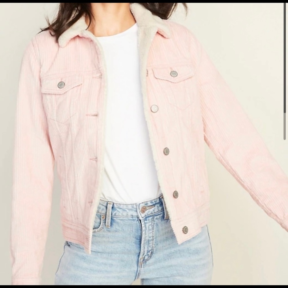 Pink corduroy Sherpa lined jacket
